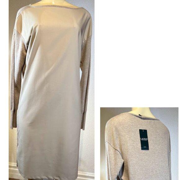 LAUREN RALPH LAUREN Women's Petite Farheen Twill-Front Sweater Dress - Picture 3 of 3